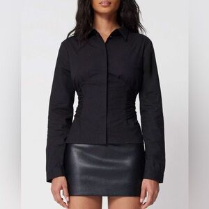 NWT KHY Seamed Button Down Shirt Size S in Black